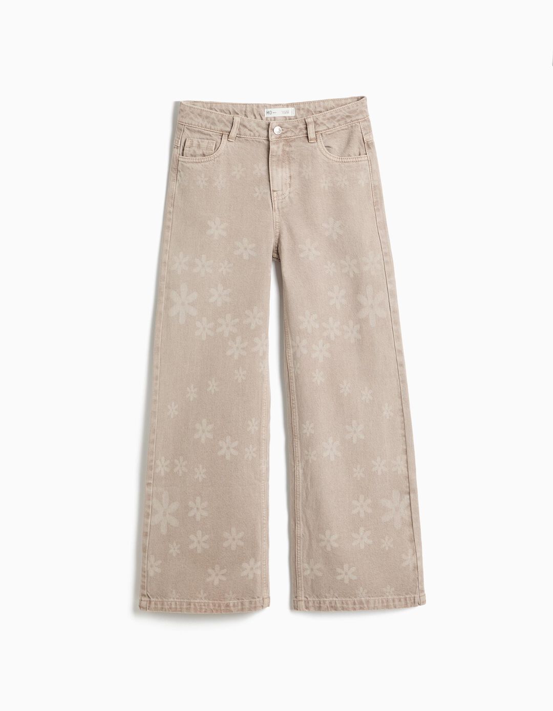 Cal&ccedil;as De Ganga Wide Leg &Agrave;s Flores, Menina, Bege
