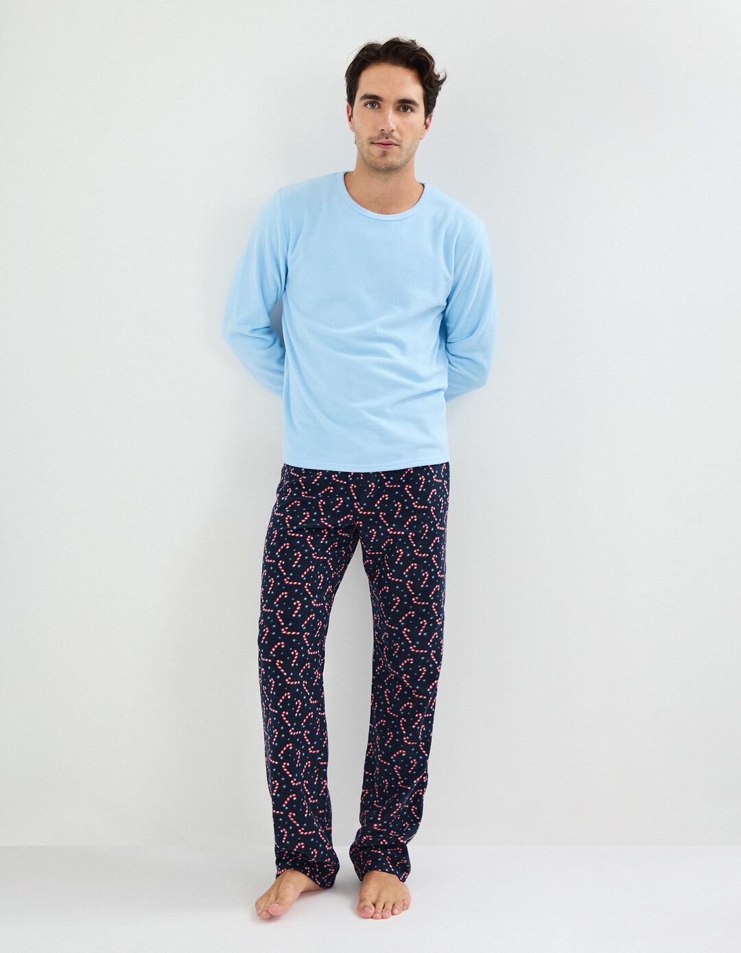 Pijama Polar Natal, Homem, Azul Claro 