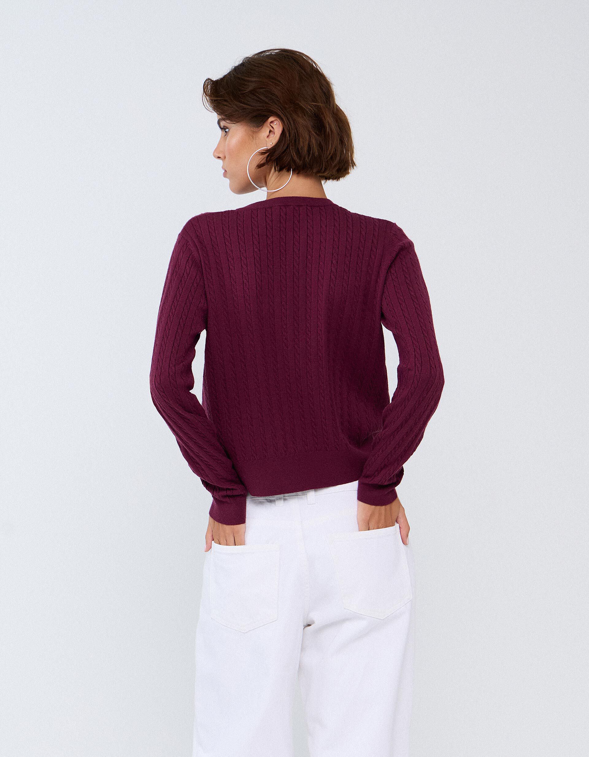 Comprar Online Sweater Tricotada Com Viscose, Mulher, Vermelho Escuro