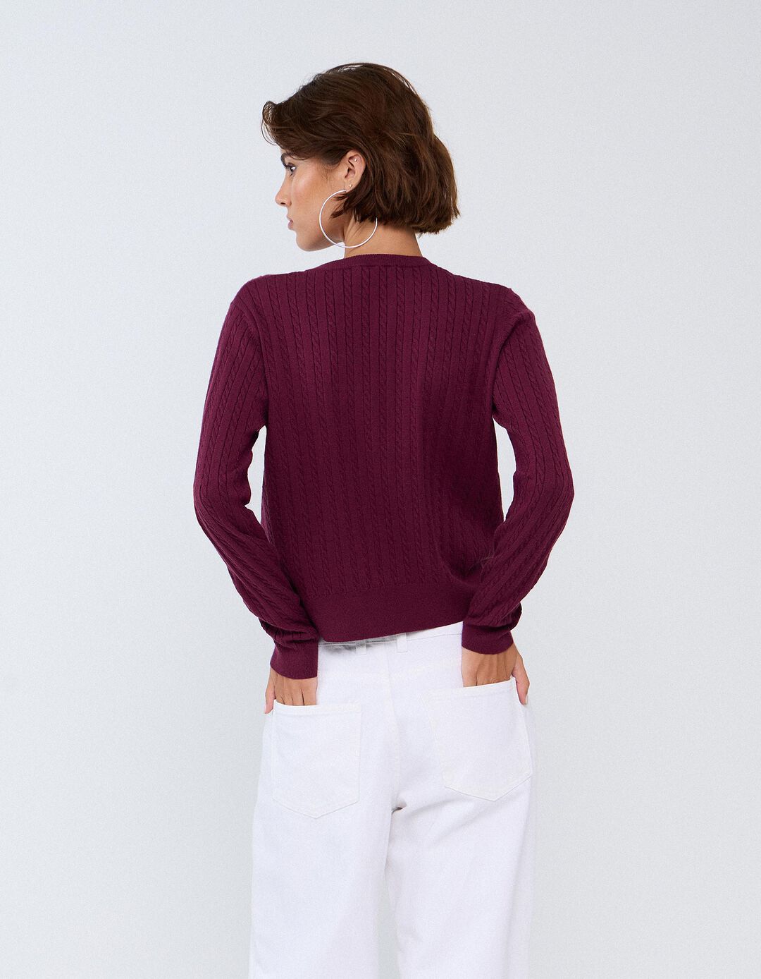 Sweater Tricotada Com Viscose, Mulher, Vermelho Escuro