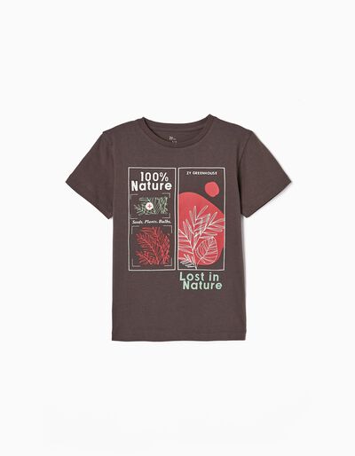Cotton T-shirt for Boys 'Lost in Nature', Dark Grey