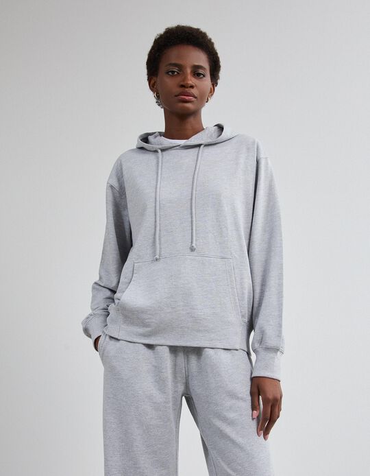 Comprar Online Sweatshirt Com Capuz, Mulher, Cinzento Claro
