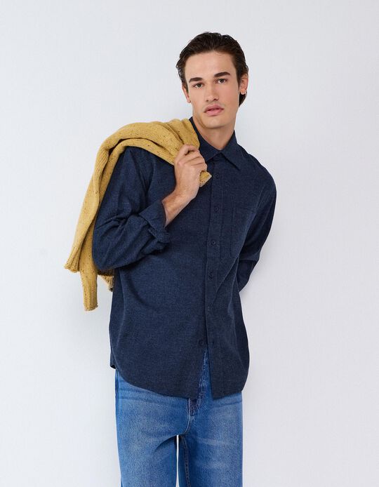 Comprar Online Camisa De Flanela, Homem, Azul Escuro