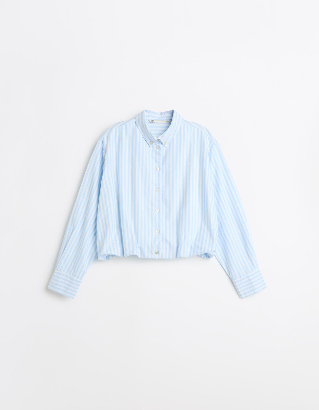 Camisa Curta &Agrave;s Riscas, Mulher, Azul Claro