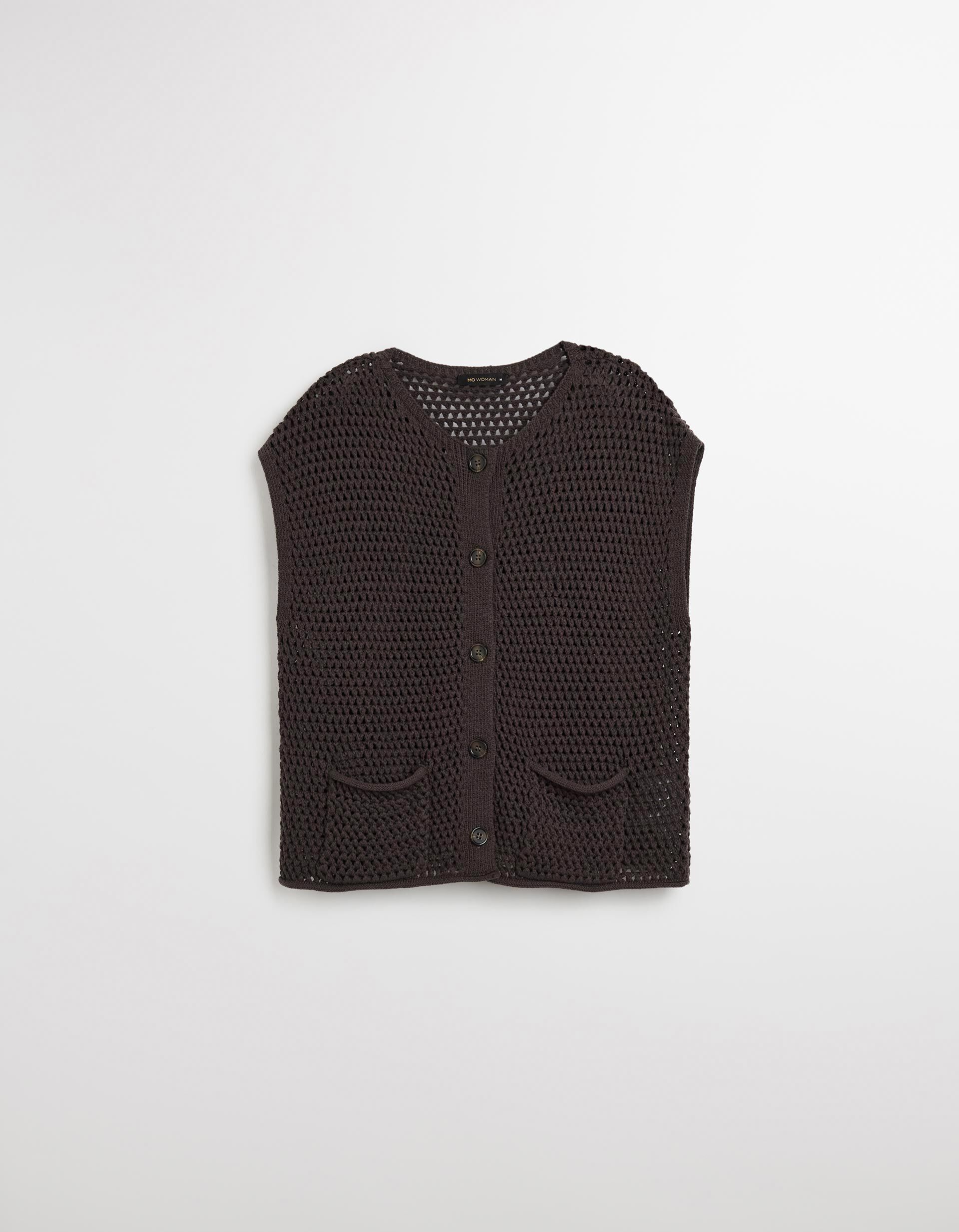 Comprar Online Colete de Crochet, Mulher, Cinzento Escuro