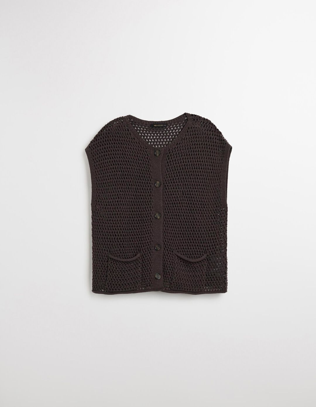 Colete de Crochet, Mulher, Cinzento Escuro