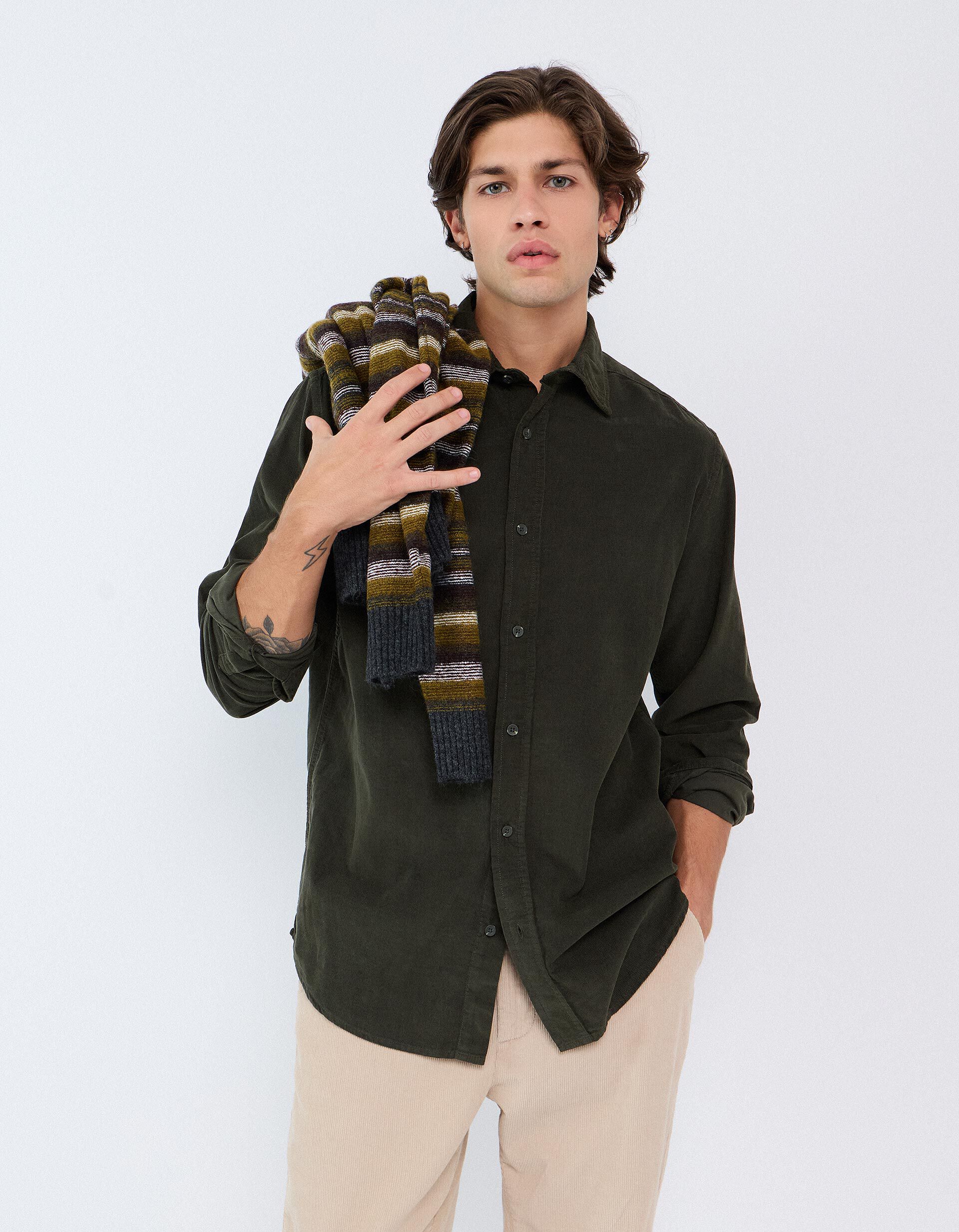 Comprar Online Camisa Em Bombazina, Homem, Verde Escuro