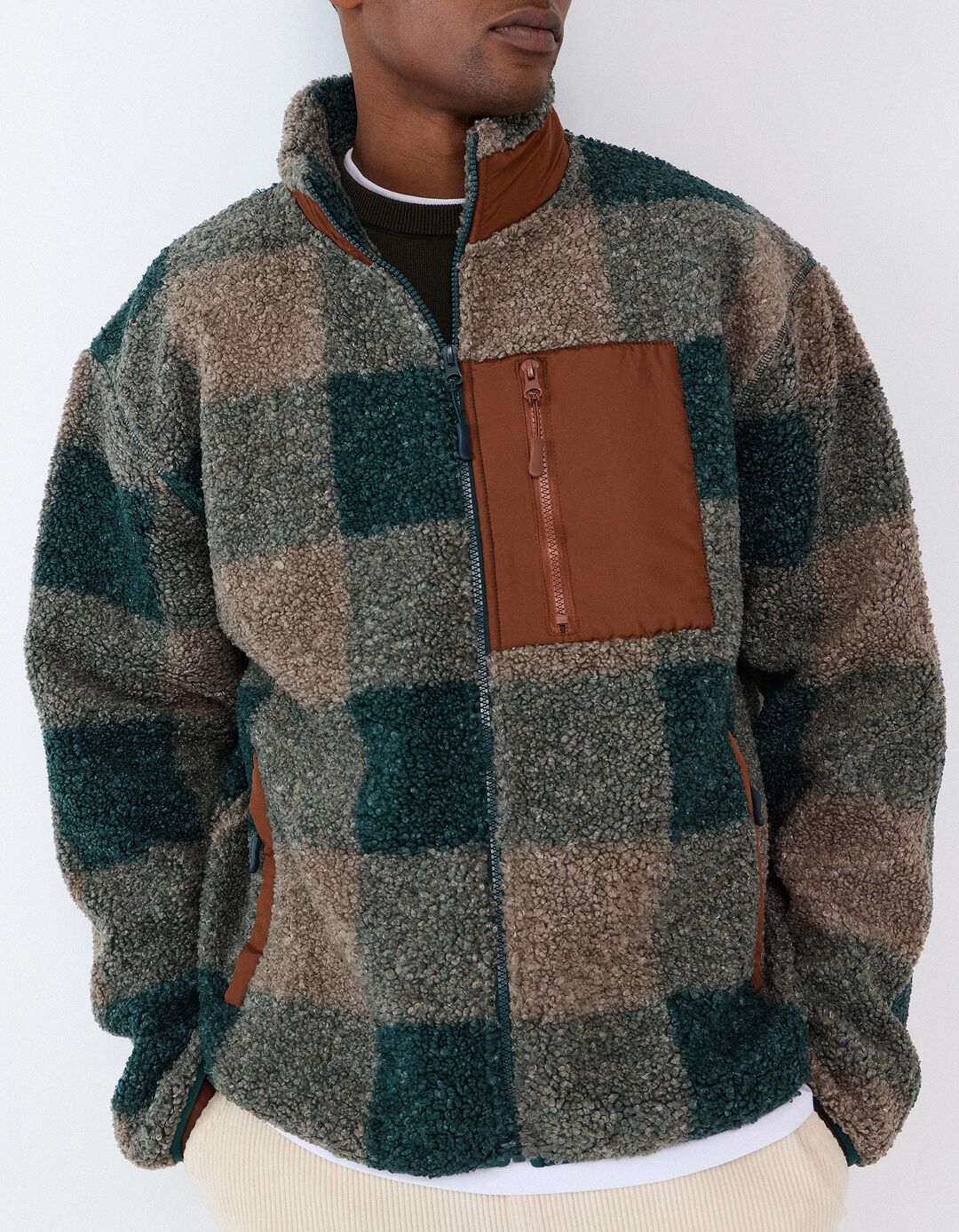 Casaco Em Sherpa, Homem, Verde Escuro