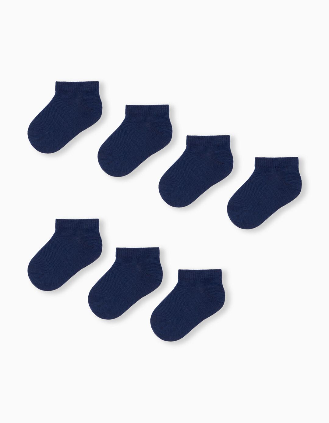 7 Pairs of Invisible Socks Pack, Baby Boys, Dark Blue