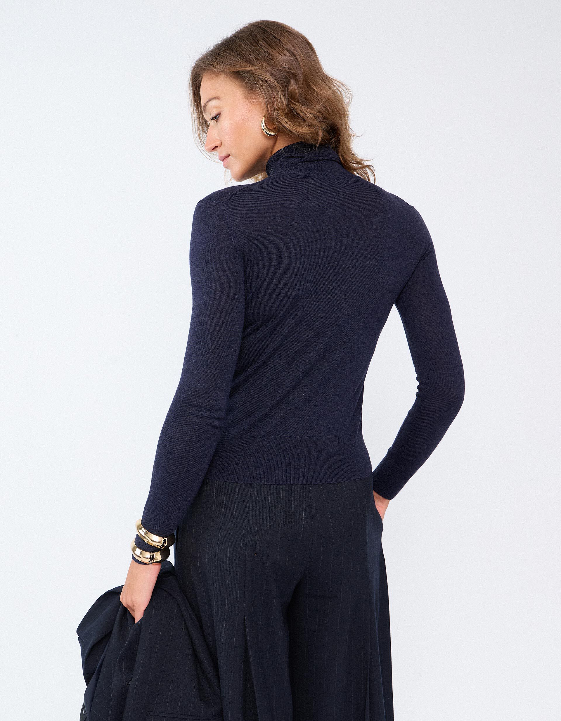 Comprar Online Camisola Gola Alta Com Caxemira, Mulher, Azul Escuro