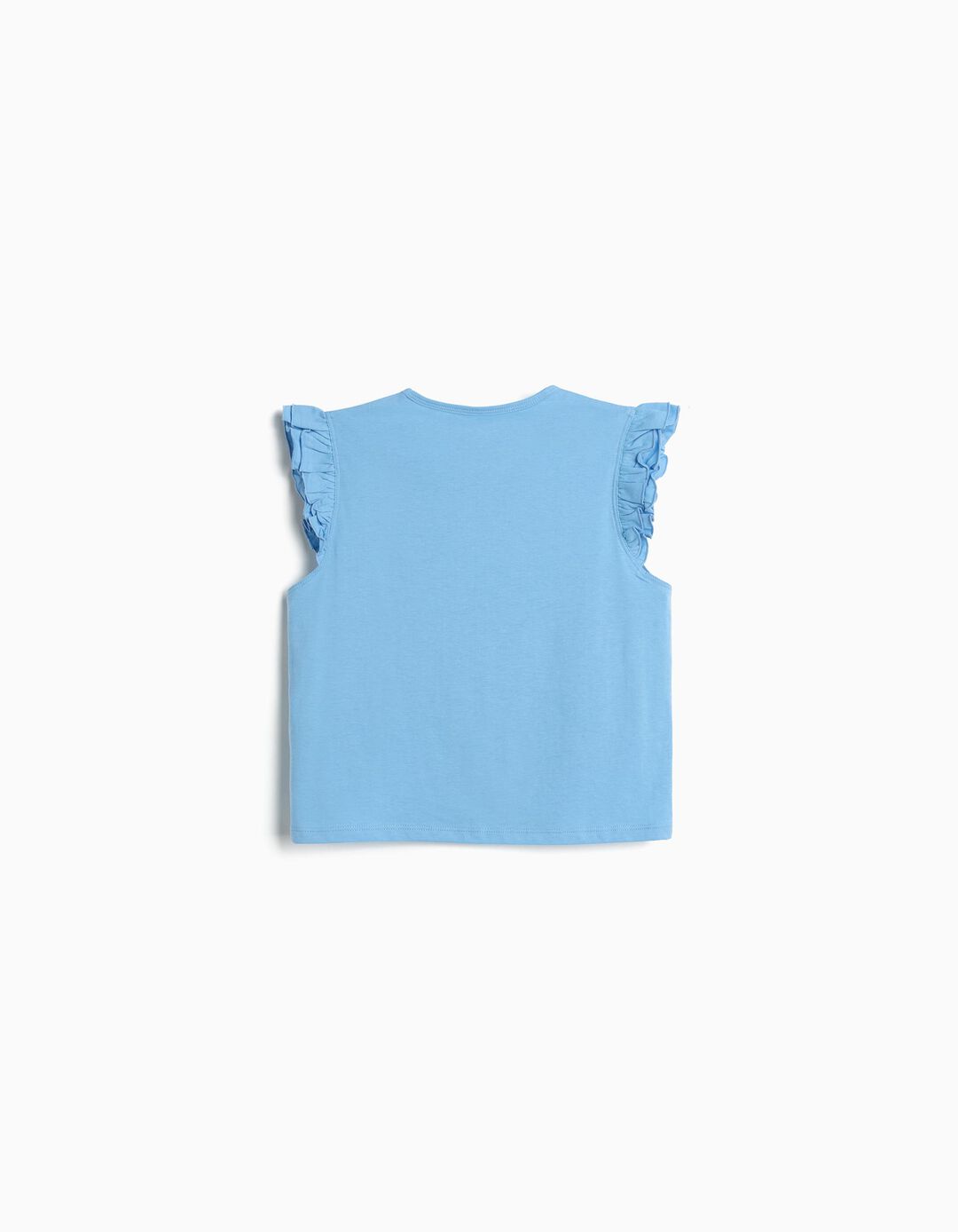 T-shirt Folhos, Menina, Azul Claro