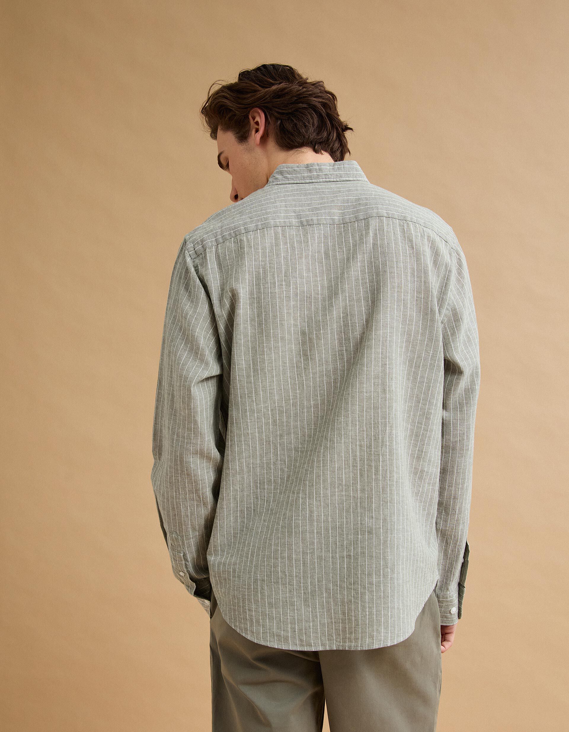 Comprar Online Camisa Riscas com Linho, Homem, Verde