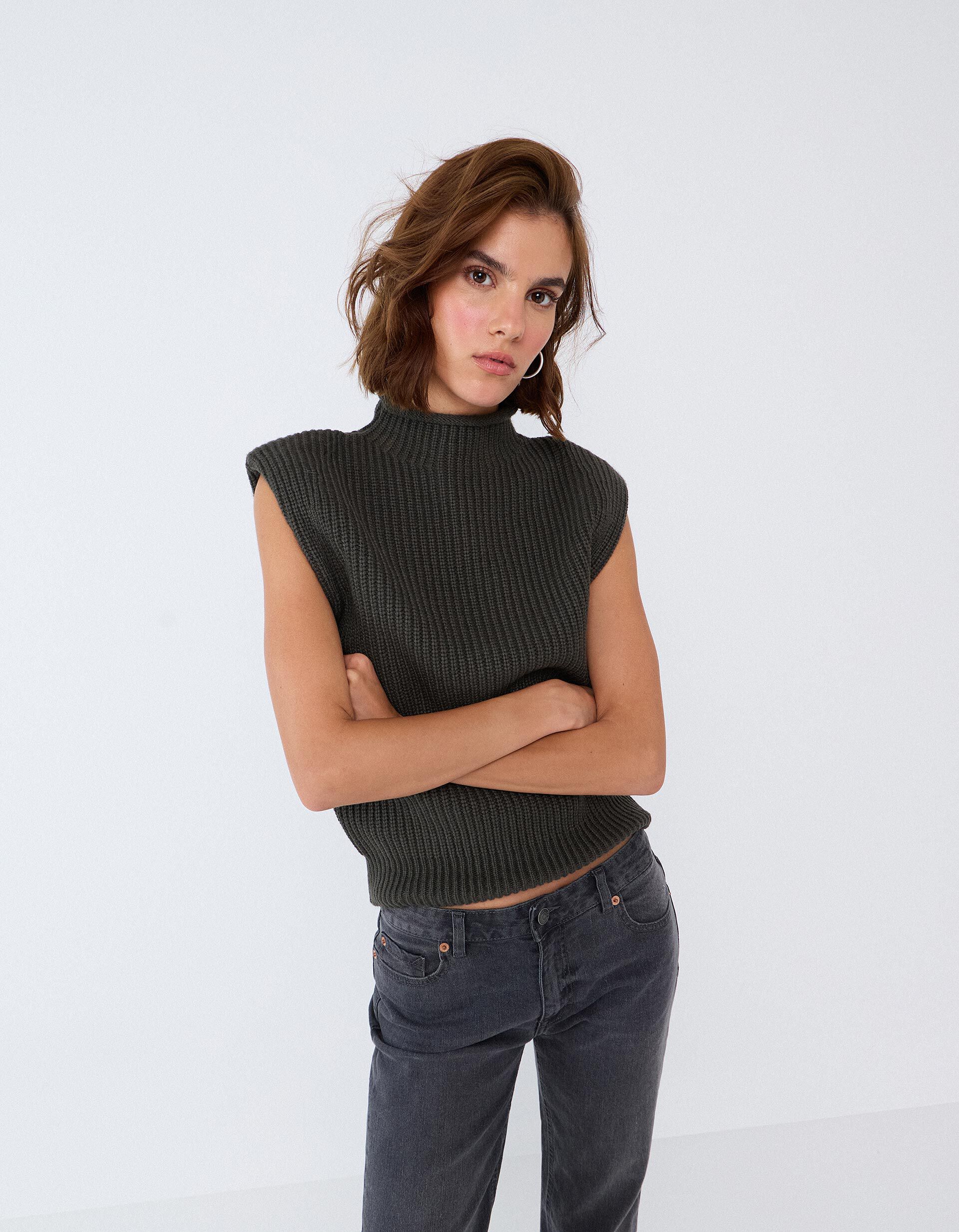 Comprar Online Colete De Malha, Mulher, Verde Escuro