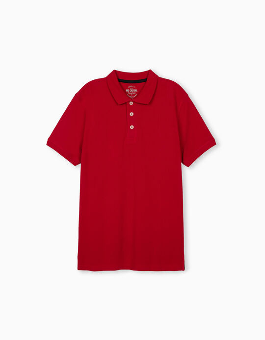 Piqué Polo Shirt, Red