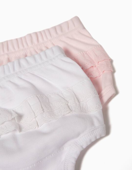 Pack of 2 Nappy Cover Briefs, Pink & White