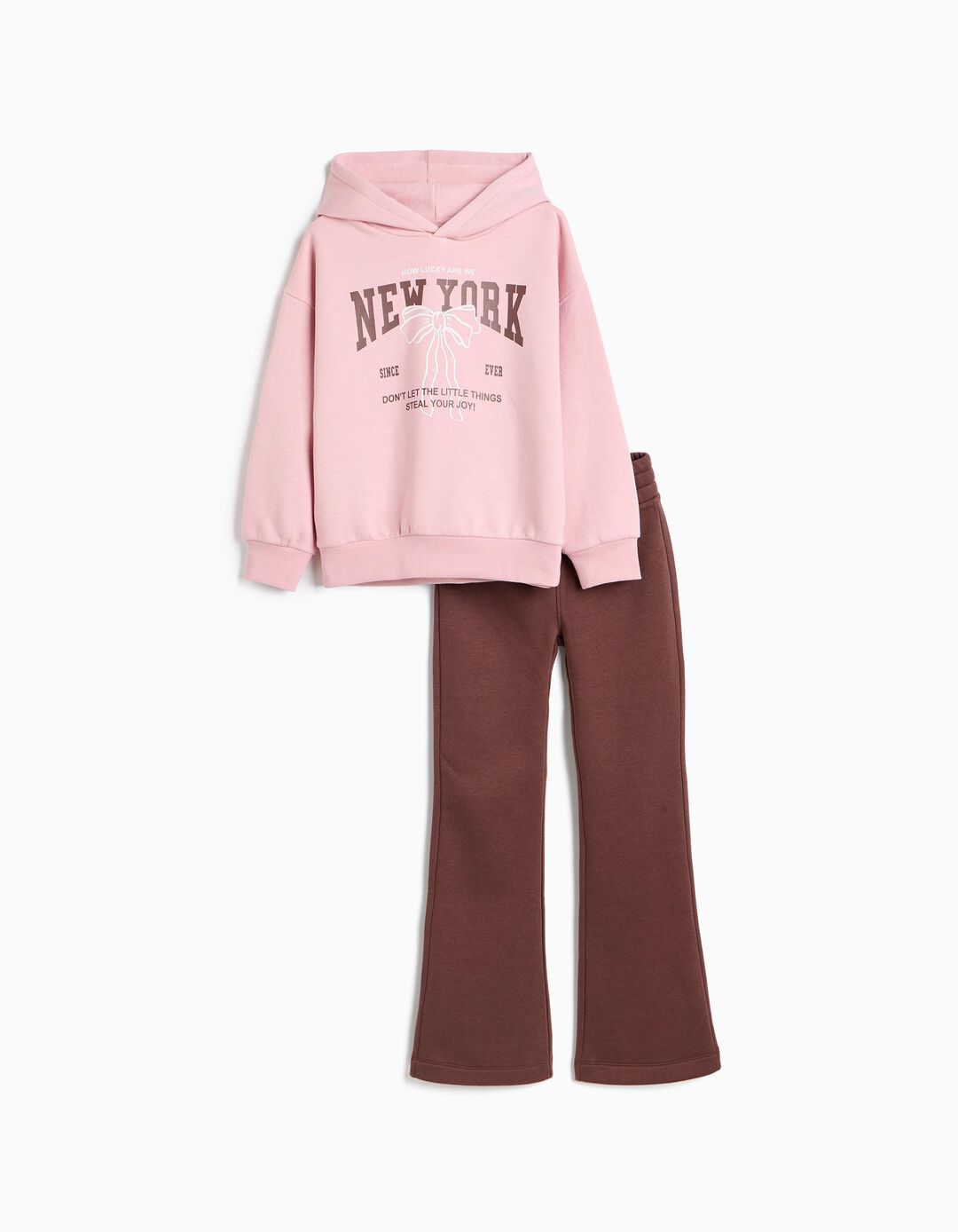 Conjunto De Felpa, Menina, Castanho