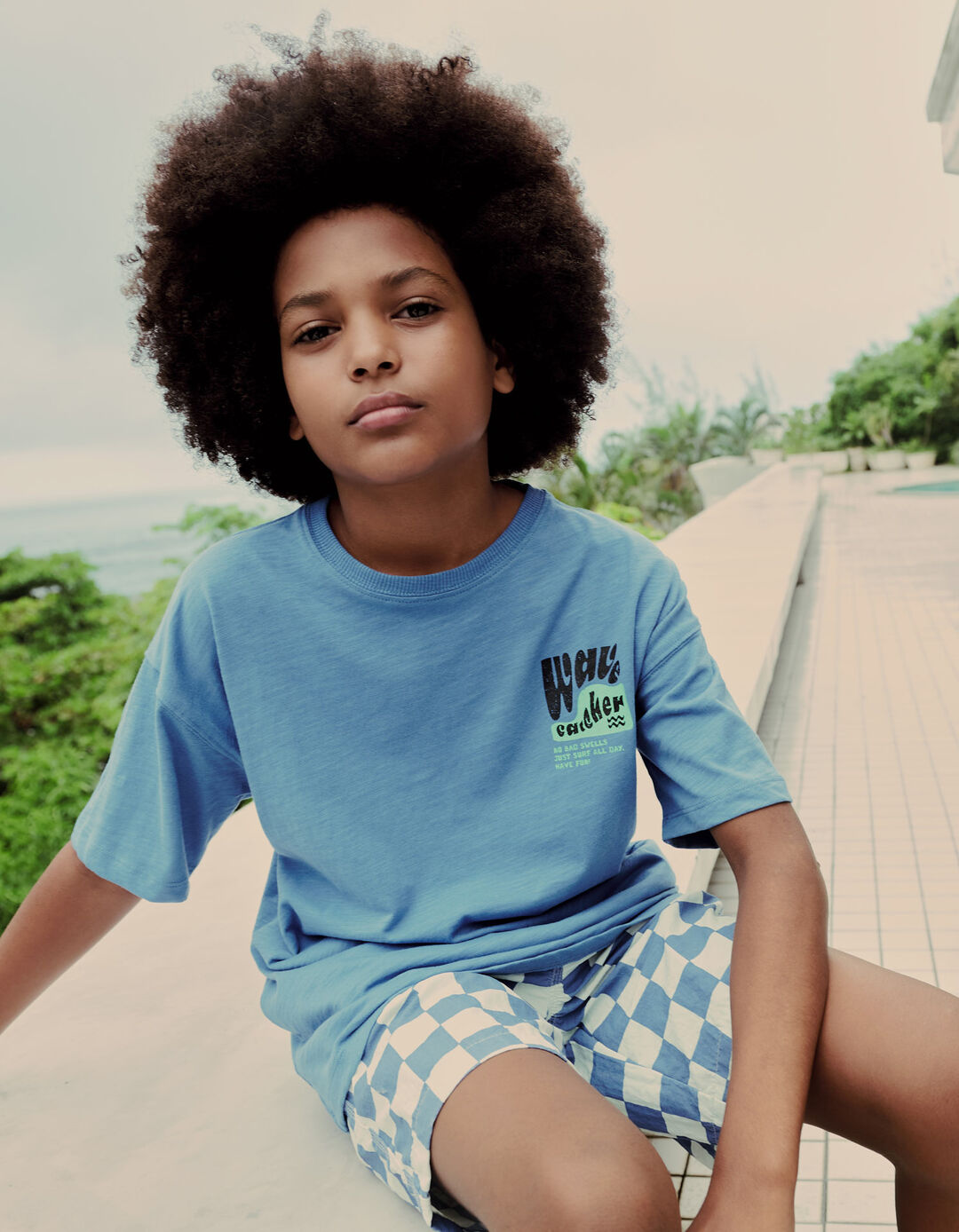 T-shirt com Estampado, Menino, Azul