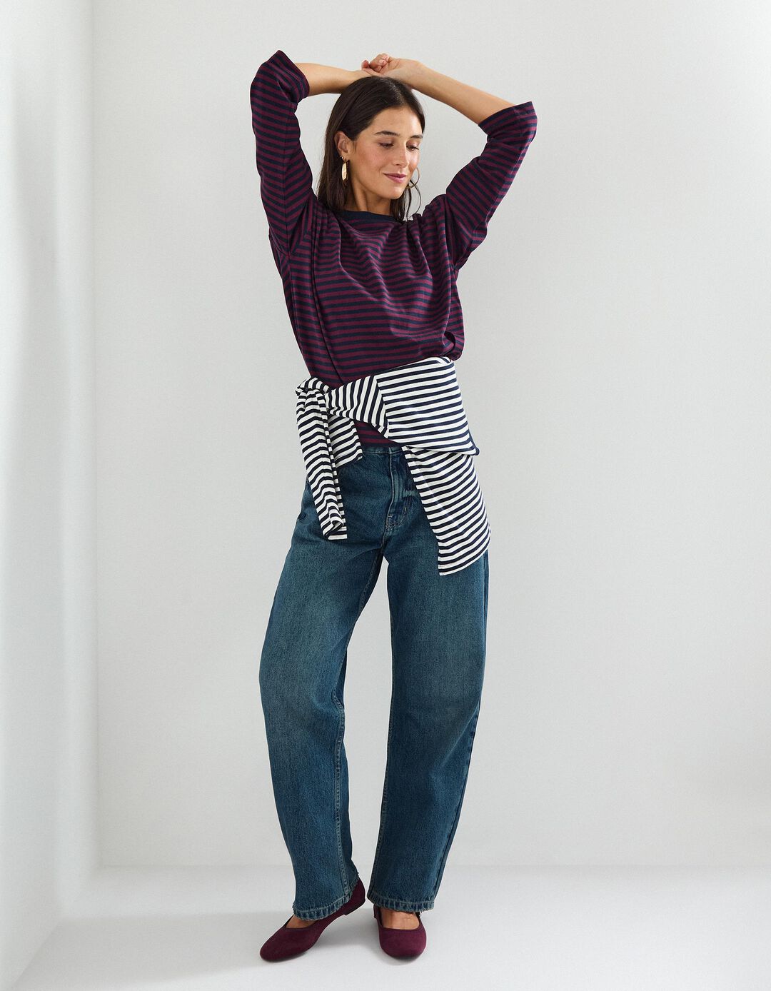 Calças de Ganga 'Relaxed Fit', Mulher, Azul Escuro