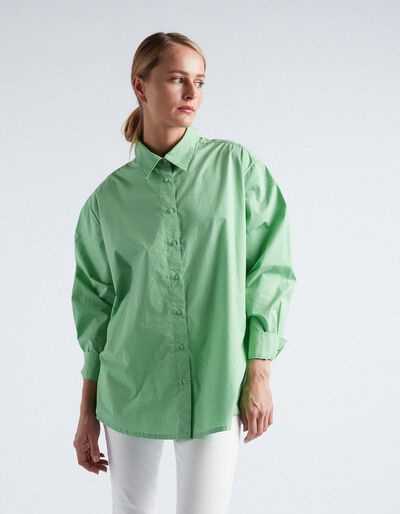 Camisa Popelina, Mulher, Verde Claro