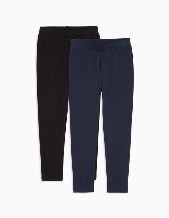 Comprar Online Pack 2 Pairs of Leggings, Girl, Dark Blue/Black