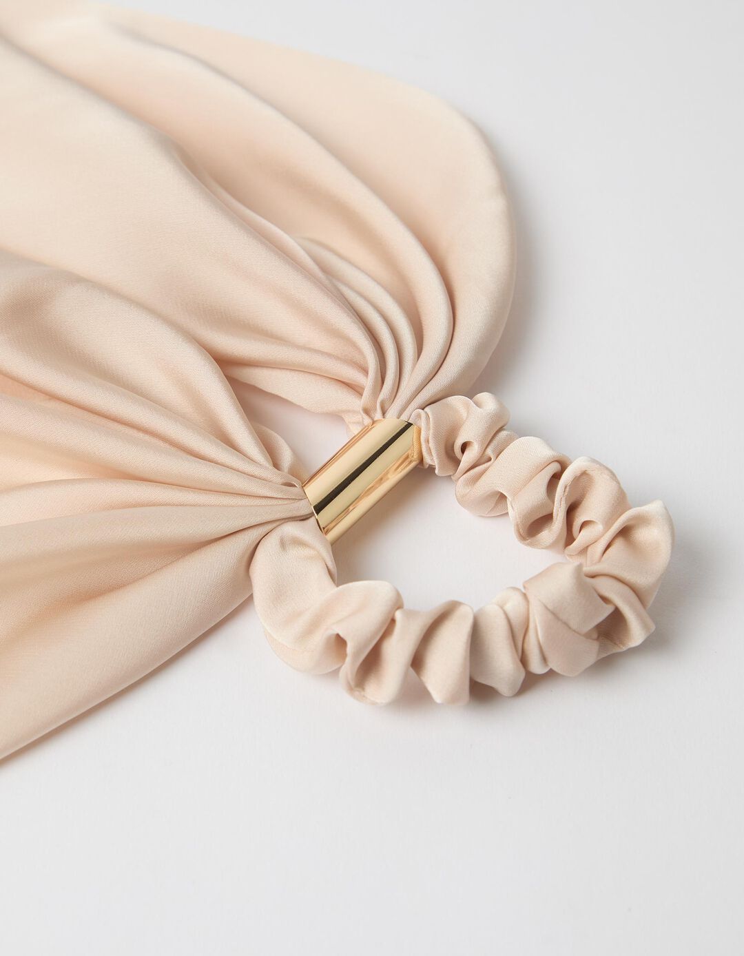 El&aacute;stico Scrunchie Com La&ccedil;o, Mulher, Bege