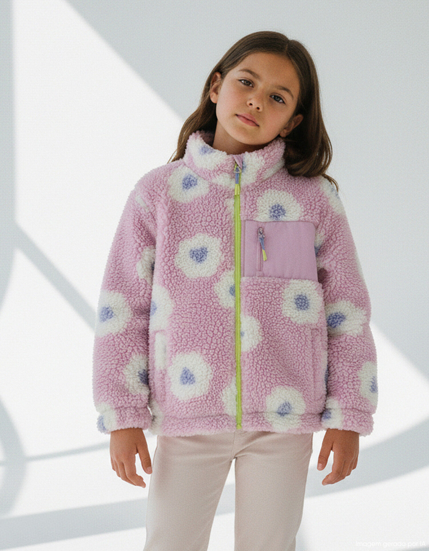 Comprar Online Casaco de Sherpa, Menina, Rosa Claro