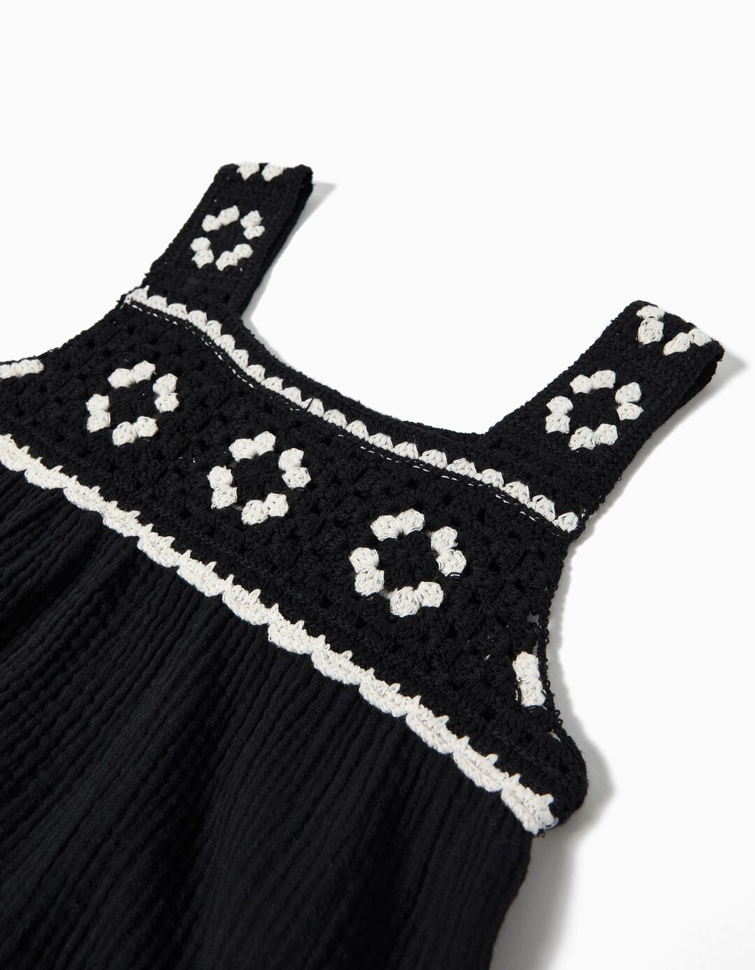 Top Crochet, Menina, Preto 