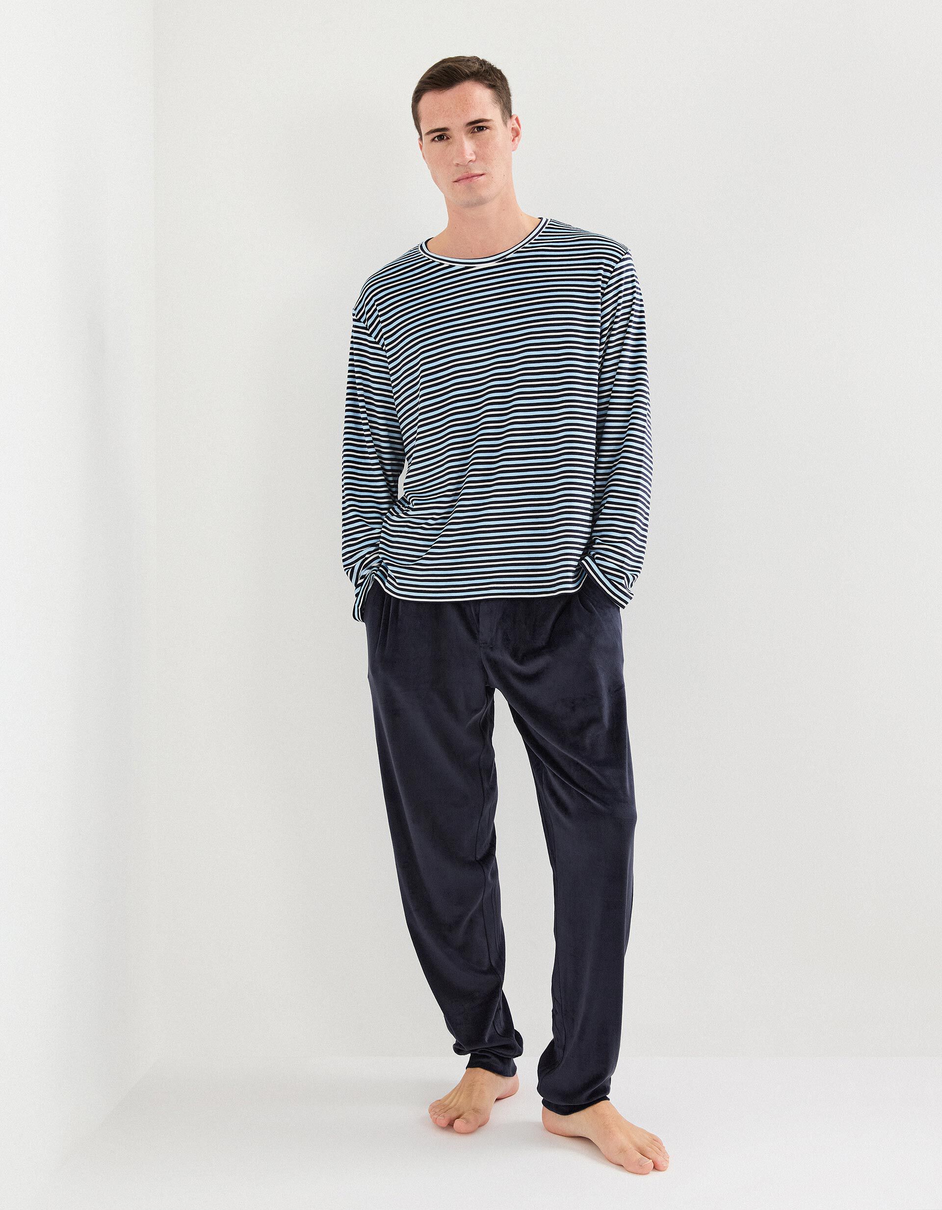 Pijama Aveludado, Homem, Azul Escuro