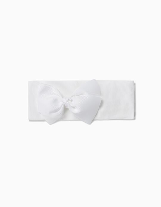 Fita de Cabelo para Menina com La&ccedil;o, Branco