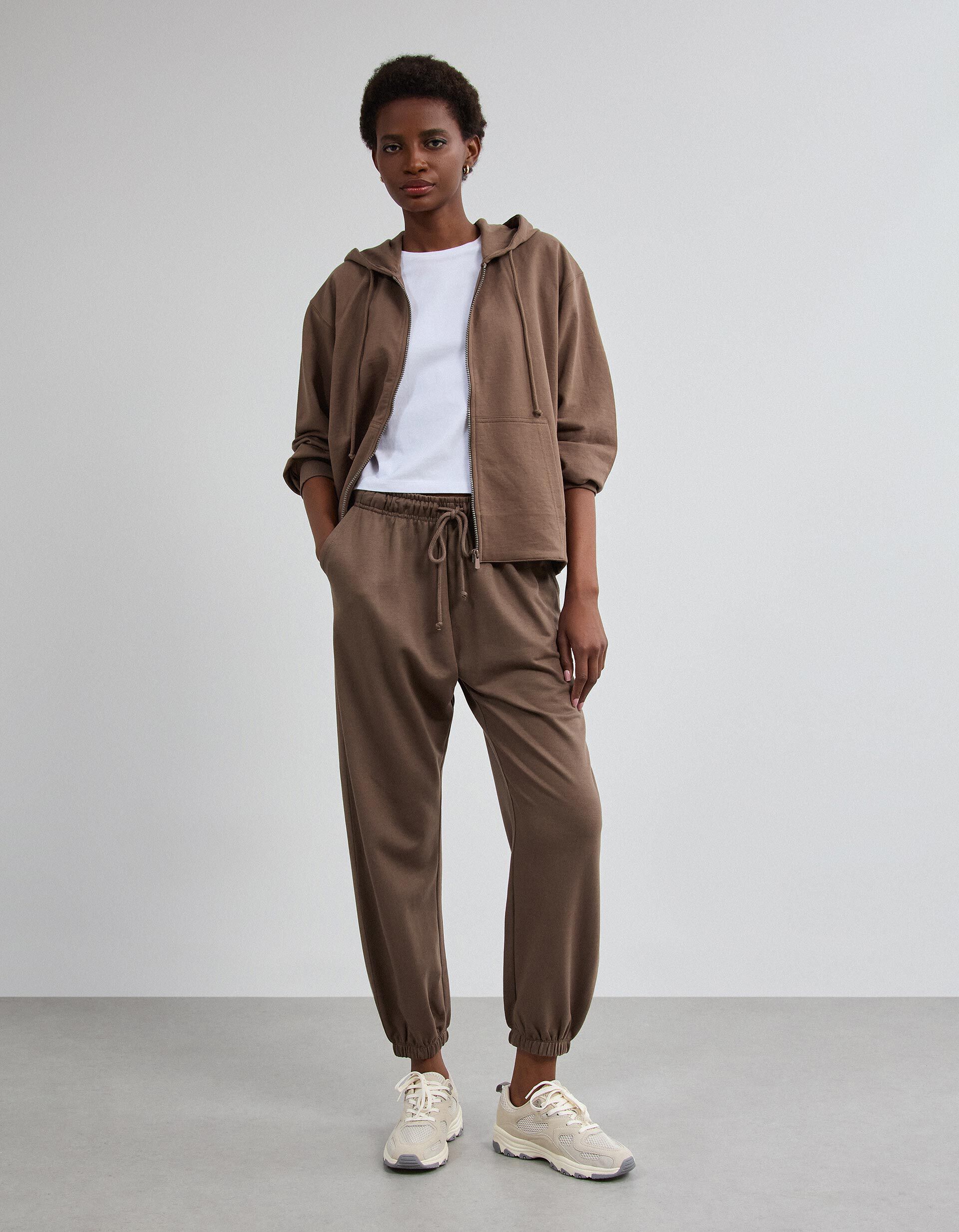 Comprar Online Cal&ccedil;as Jogger De Felpa, Mulher, Bege Escuro
