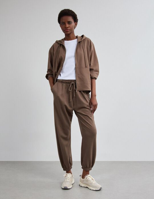 Comprar Online Cal&ccedil;as Jogger De Felpa, Mulher, Bege Escuro