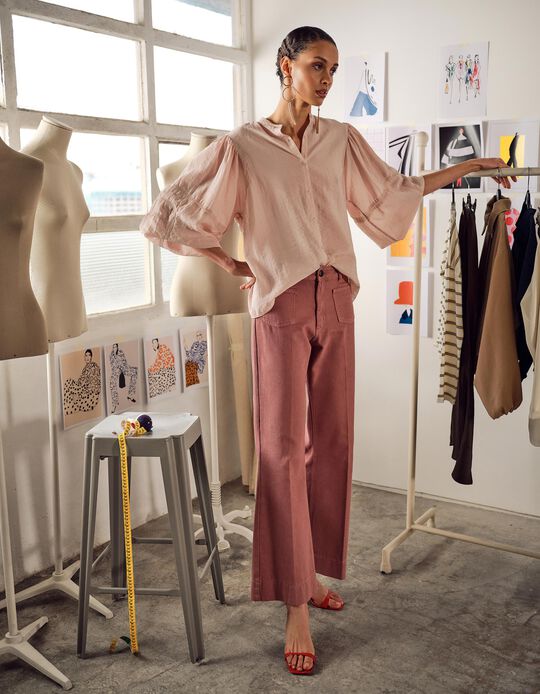 Comprar Online Cal&ccedil;as de Ganga Wide Leg, Mulher, Rosa