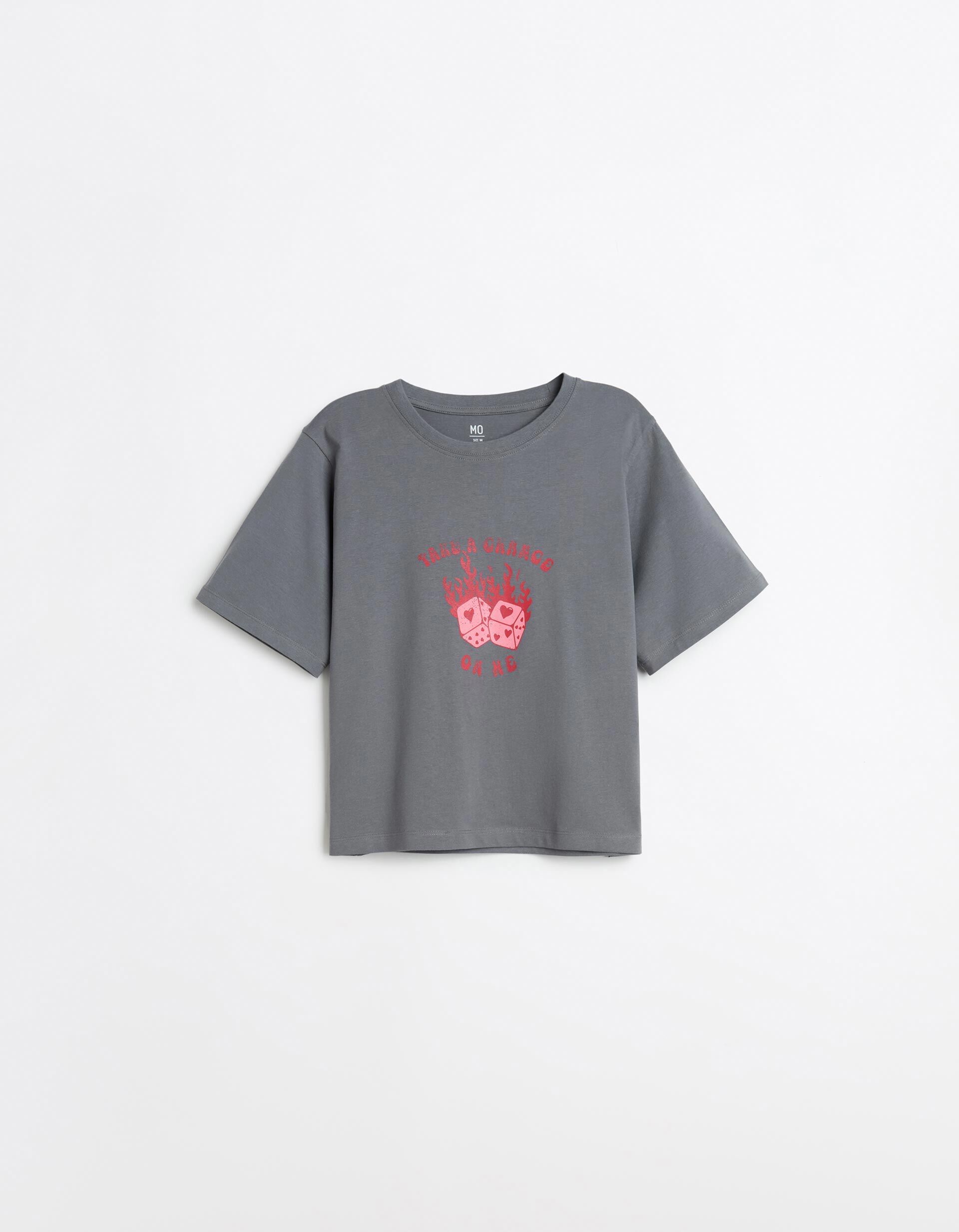 Comprar Online T-shirt Estampada, Mulher, Cinzento Escuro