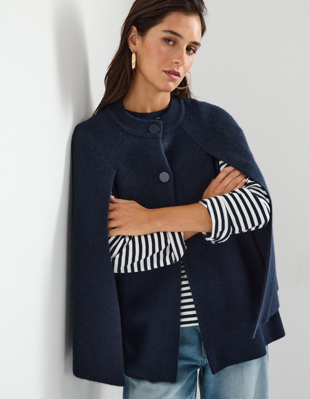 Capa de Malha, Mulher, Azul Escuro 