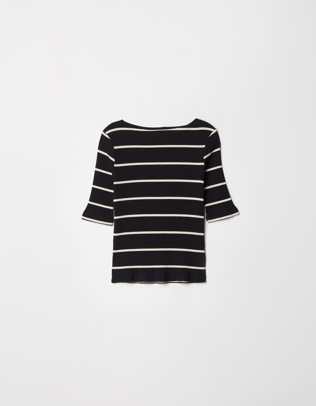 Ribbed Striped T-shirt, Women, Black