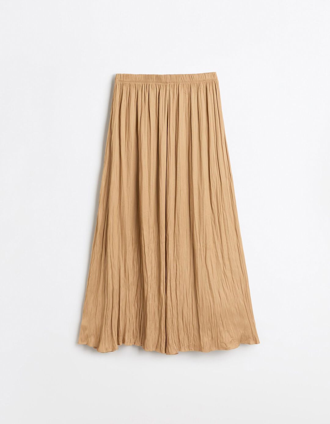 Saia Midi Fluida, Mulher, Bege