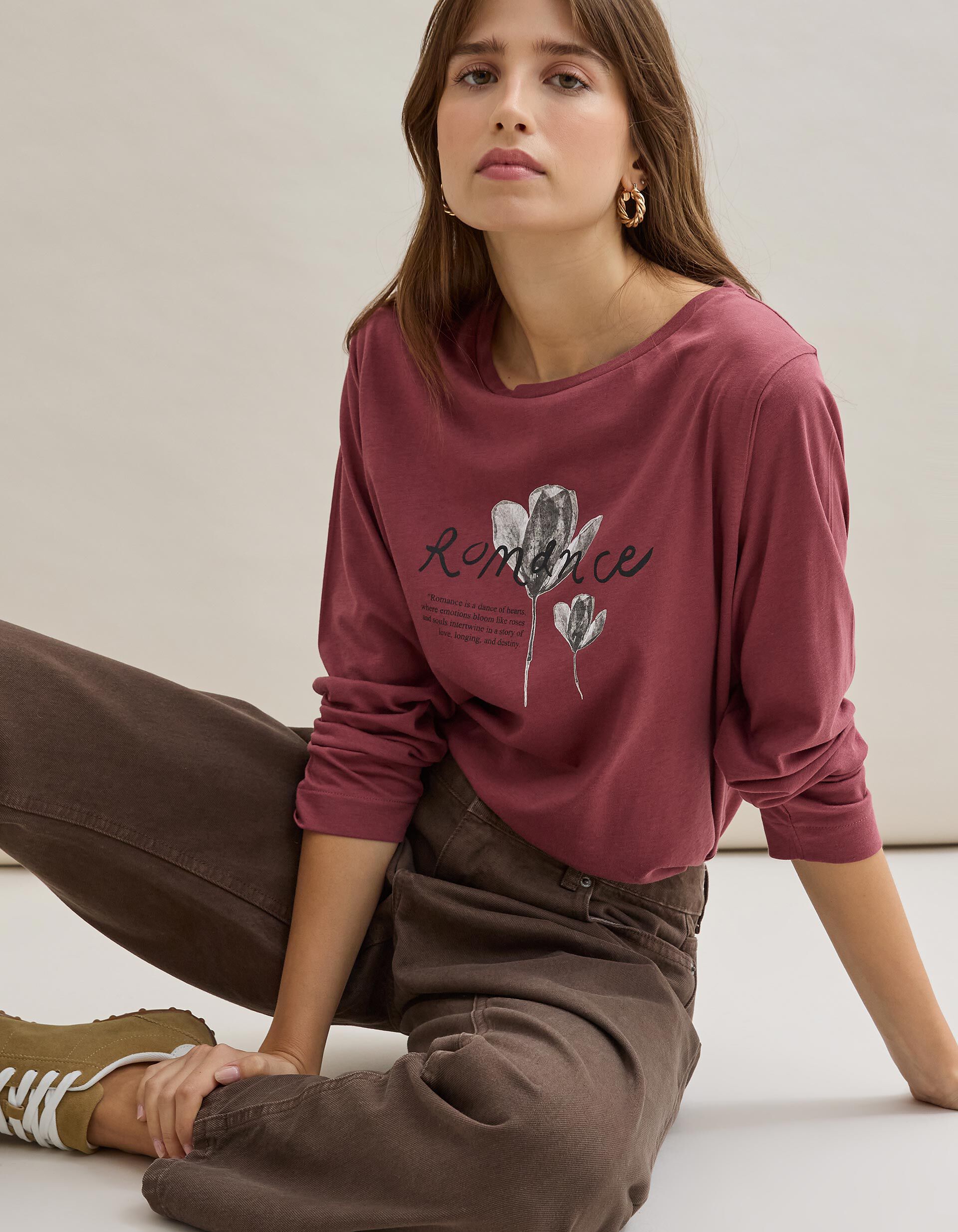 Comprar Online T-shirt Manga Comprida, Mulher, Vermelho