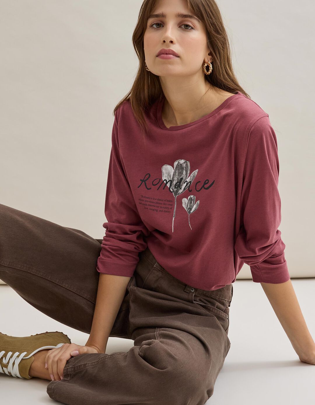 T-shirt Manga Comprida, Mulher, Vermelho