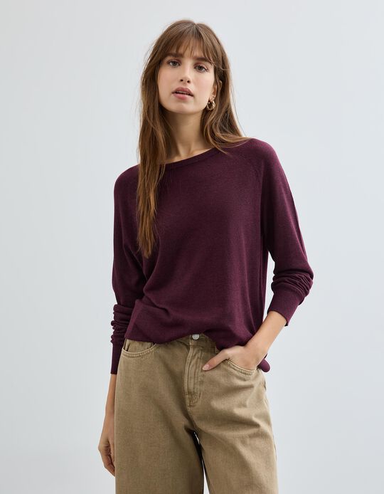 Comprar Online Camisola com Caxemira, Mulher, Vermelho Escuro