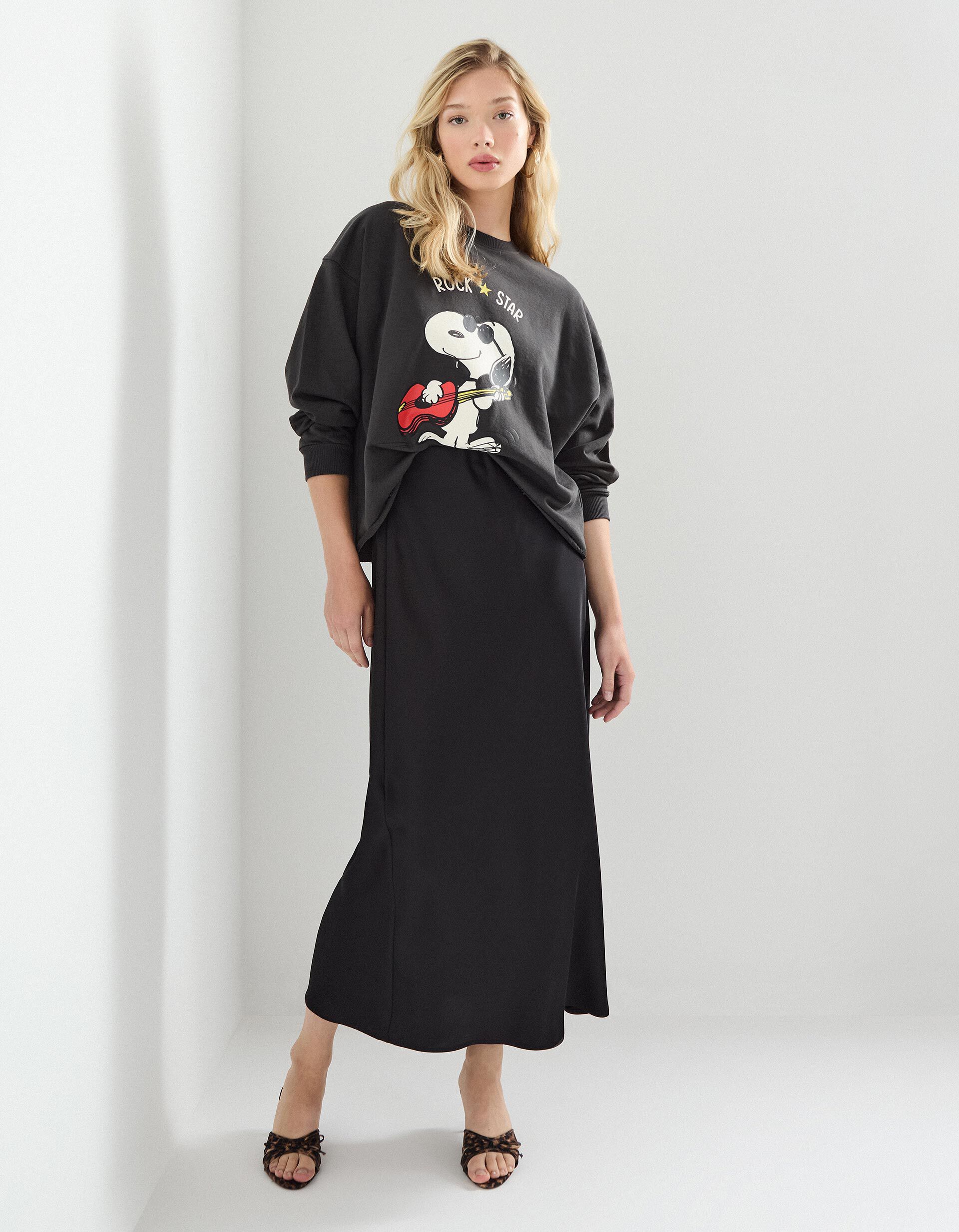 Comprar Online Saia Comprida de Cetim, Mulher, Preto