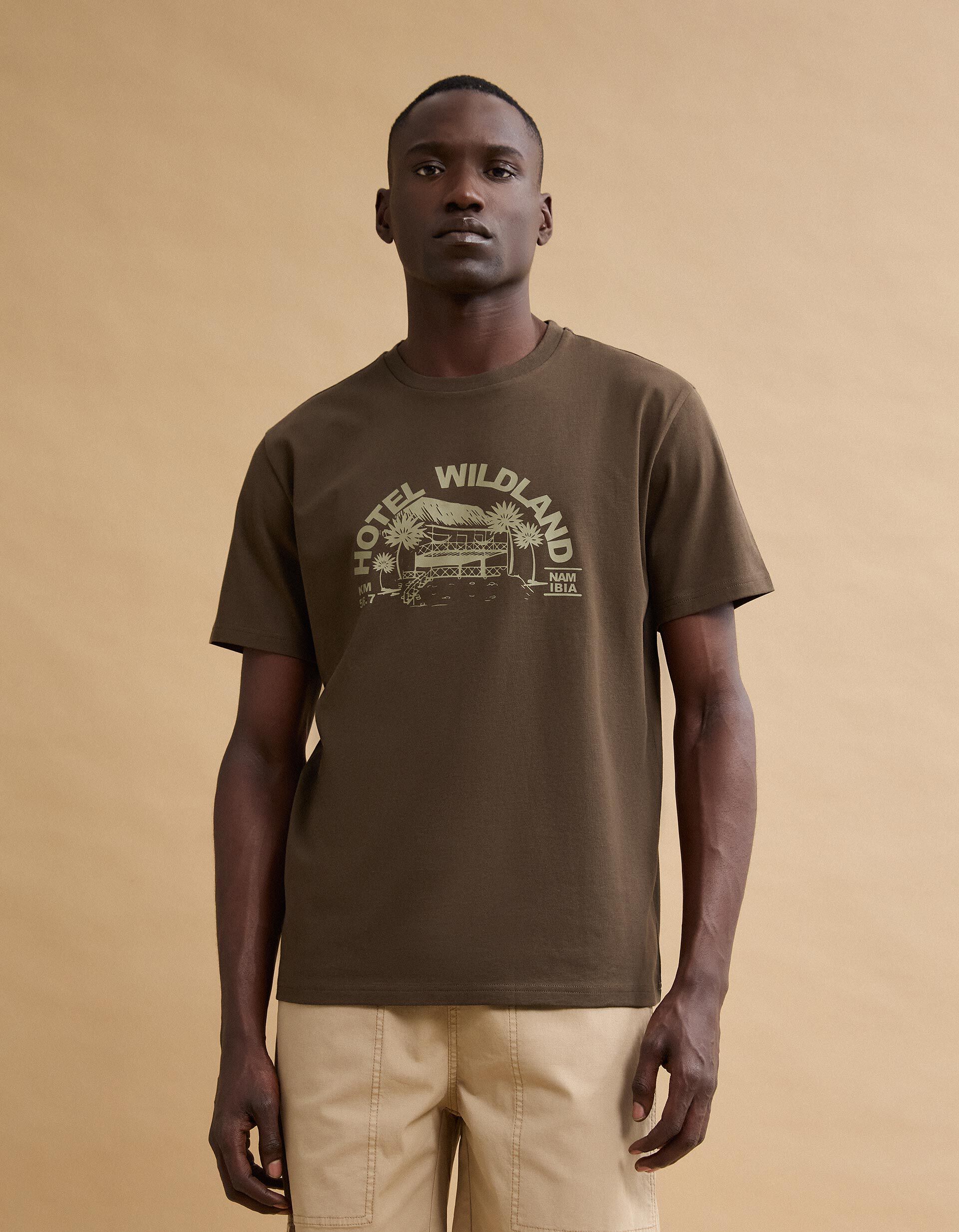 Comprar Online T-shirt Jersey Estampada, Homem, Castanho