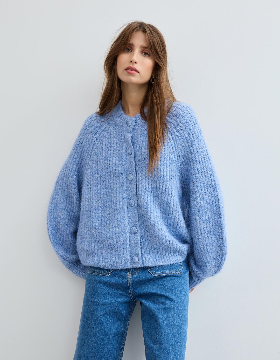 Casaco de Malha, Mulher, Azul Claro