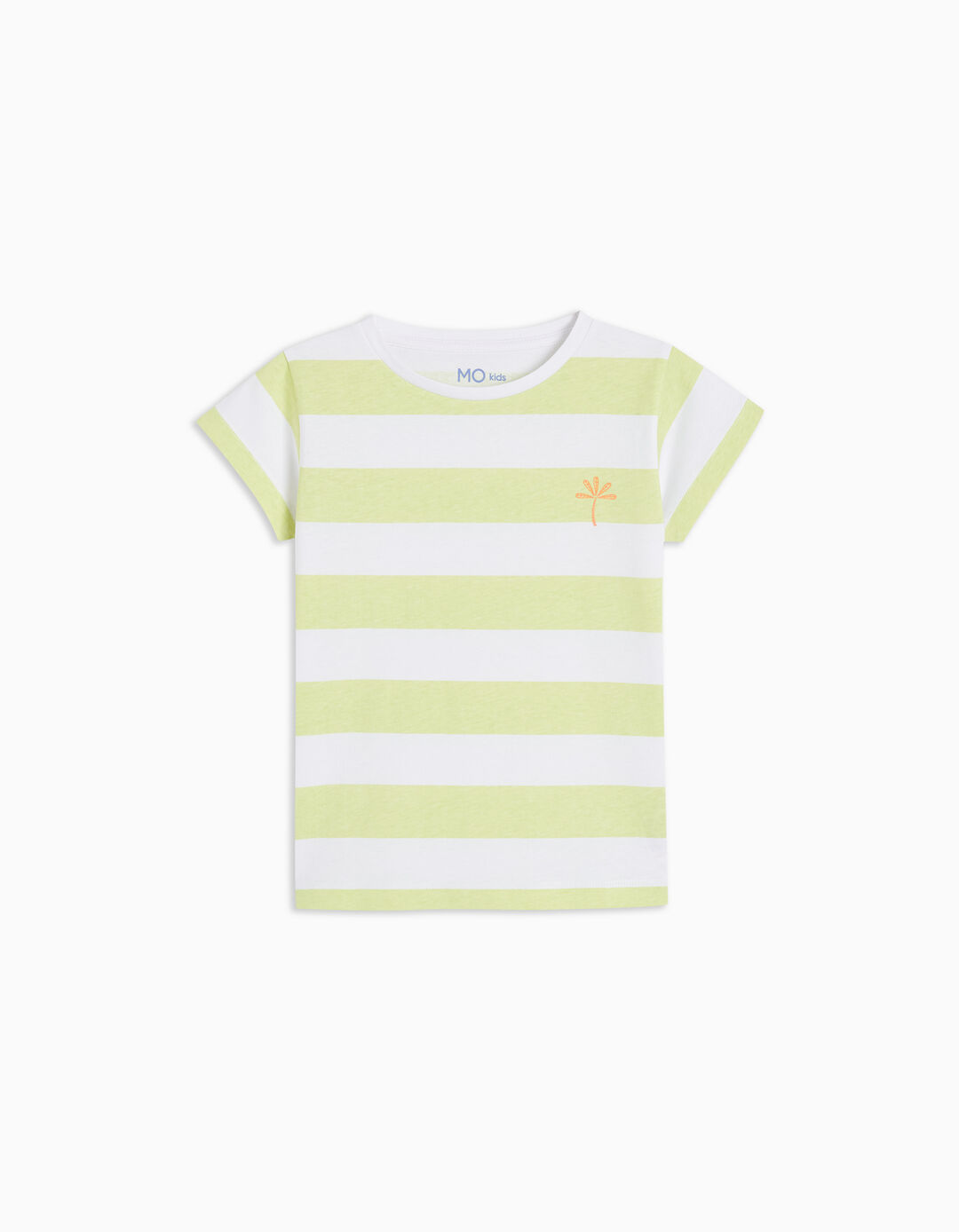 Striped T-shirt, Girls, Light Green