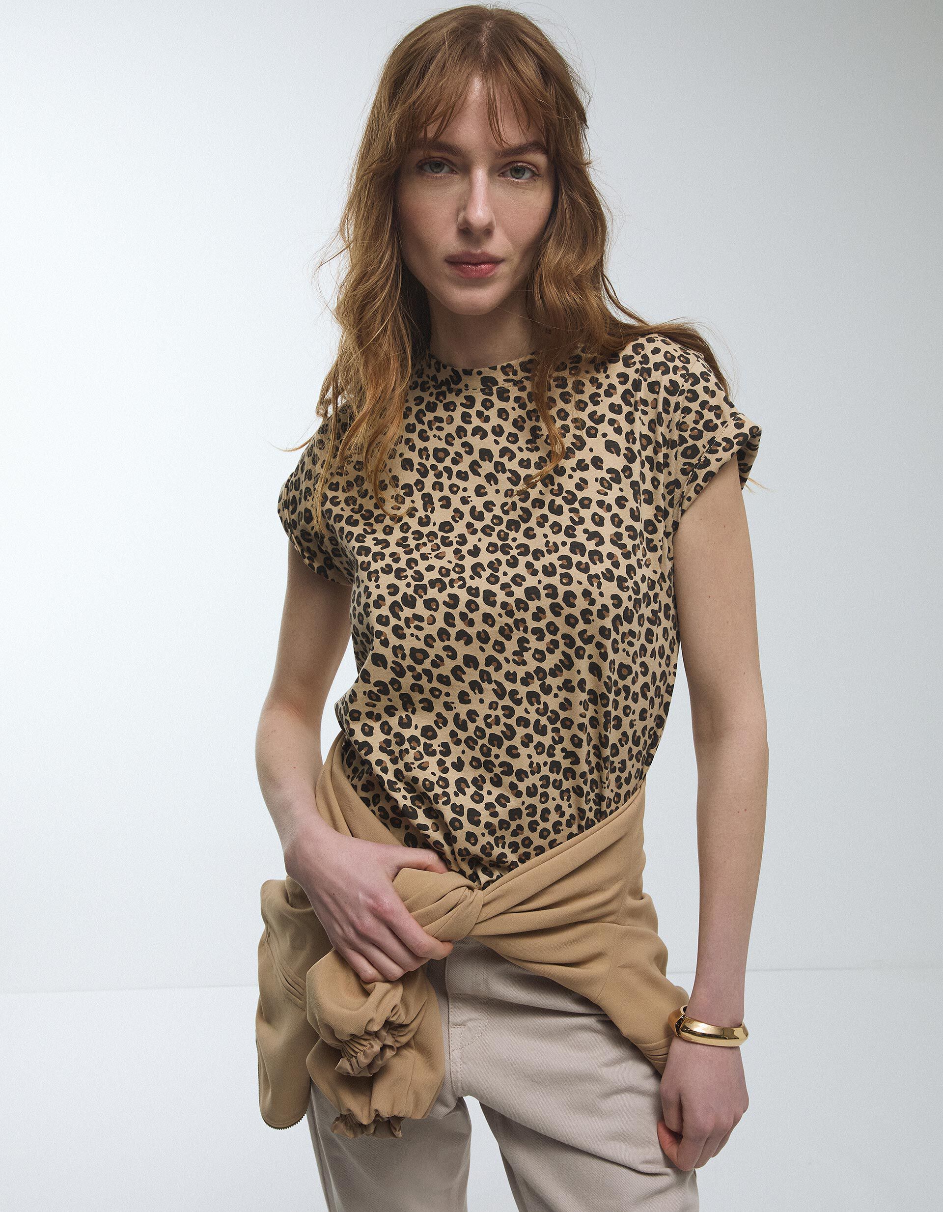 Comprar Online T-shirt Animal Print, Mulher, Bege