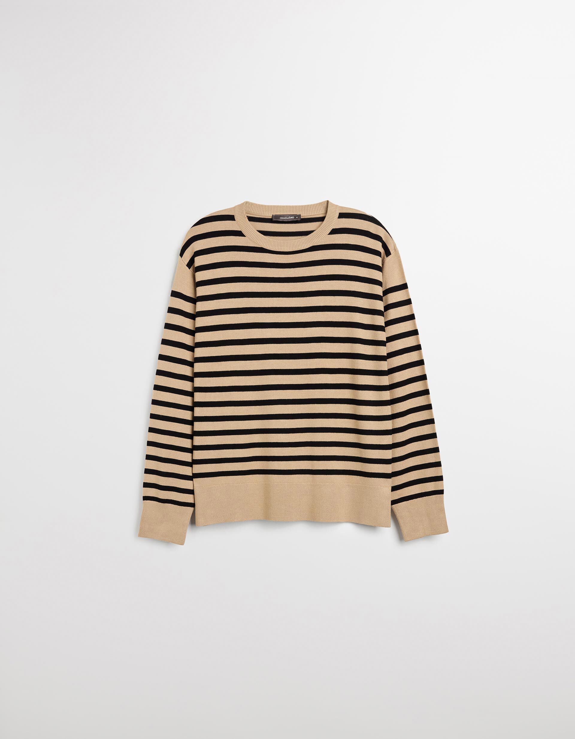 Comprar Online Camisola de Malha com Riscas, Mulher, Bege