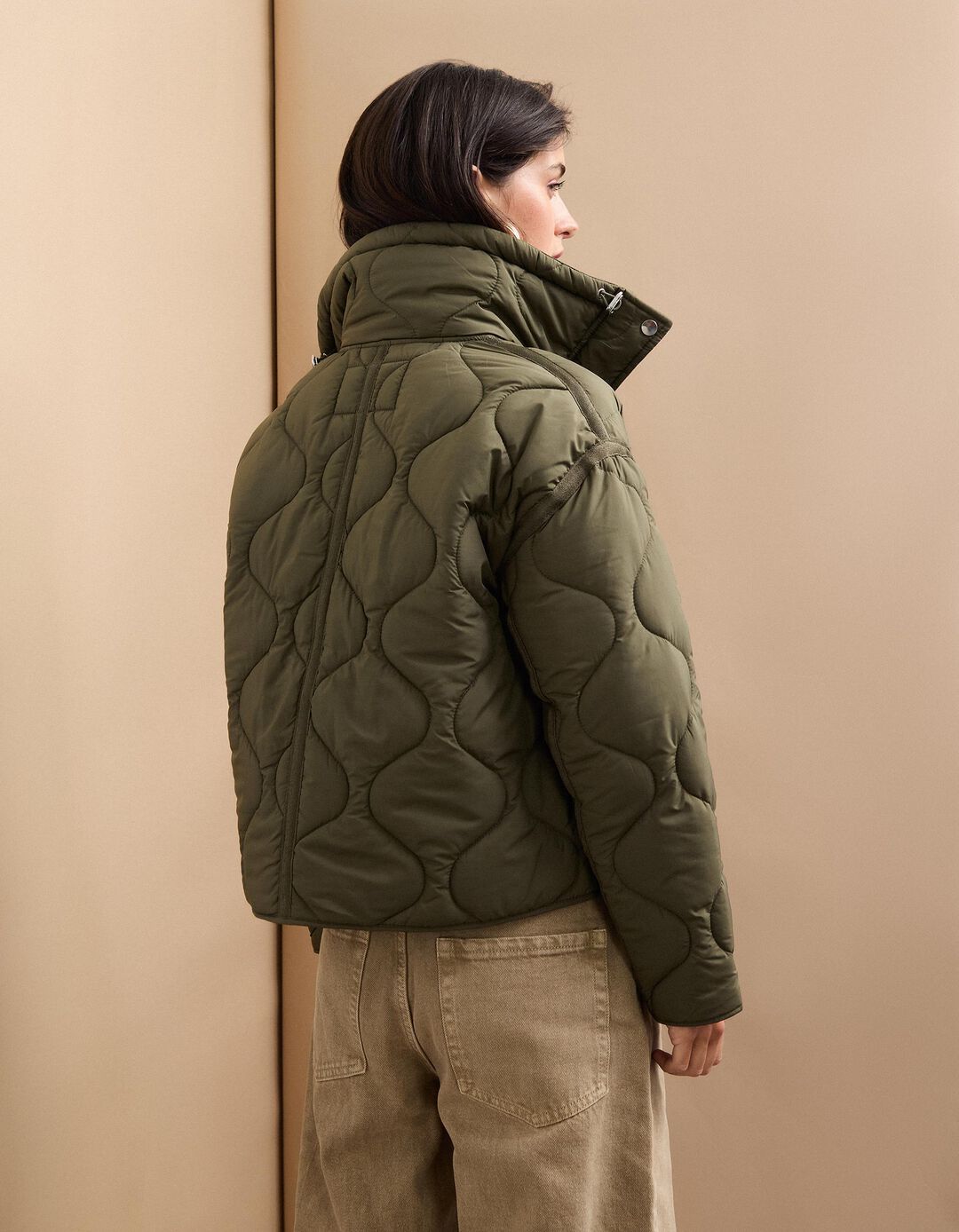 Casaco Acolchoado, Mulher, Verde Escuro
