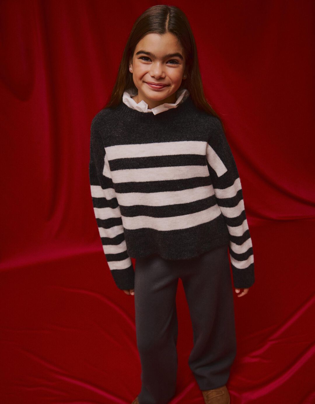 Camisola de Malha, Menina, Cinzento Escuro