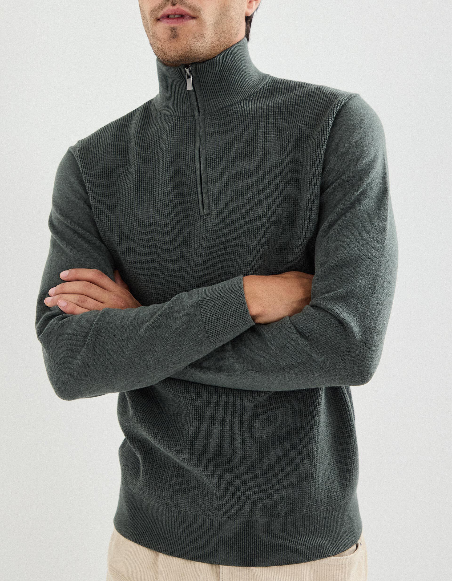 Comprar Online Camisola com Fecho, Homem, Verde Escuro