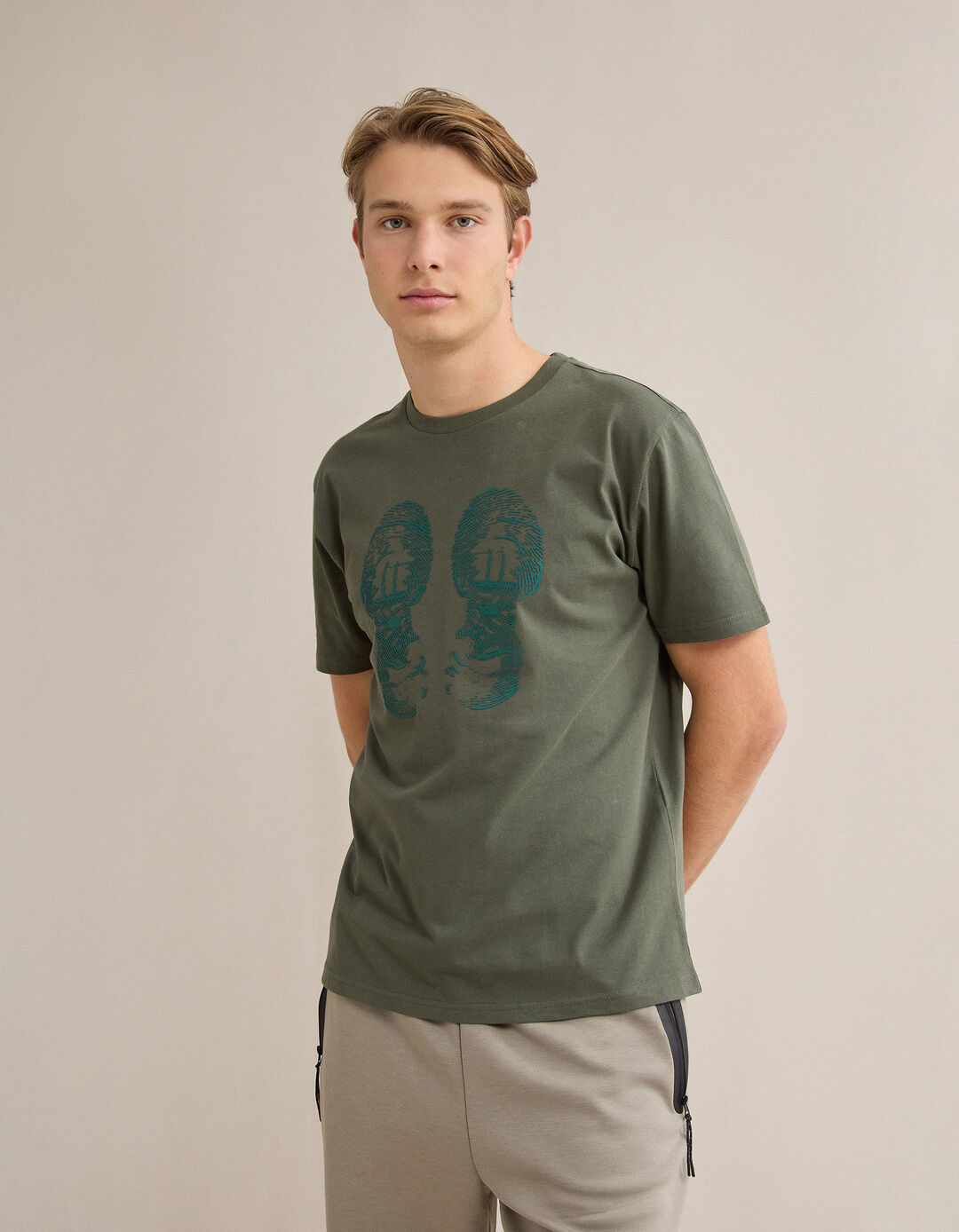 T-shirt, Homem, Verde Escuro