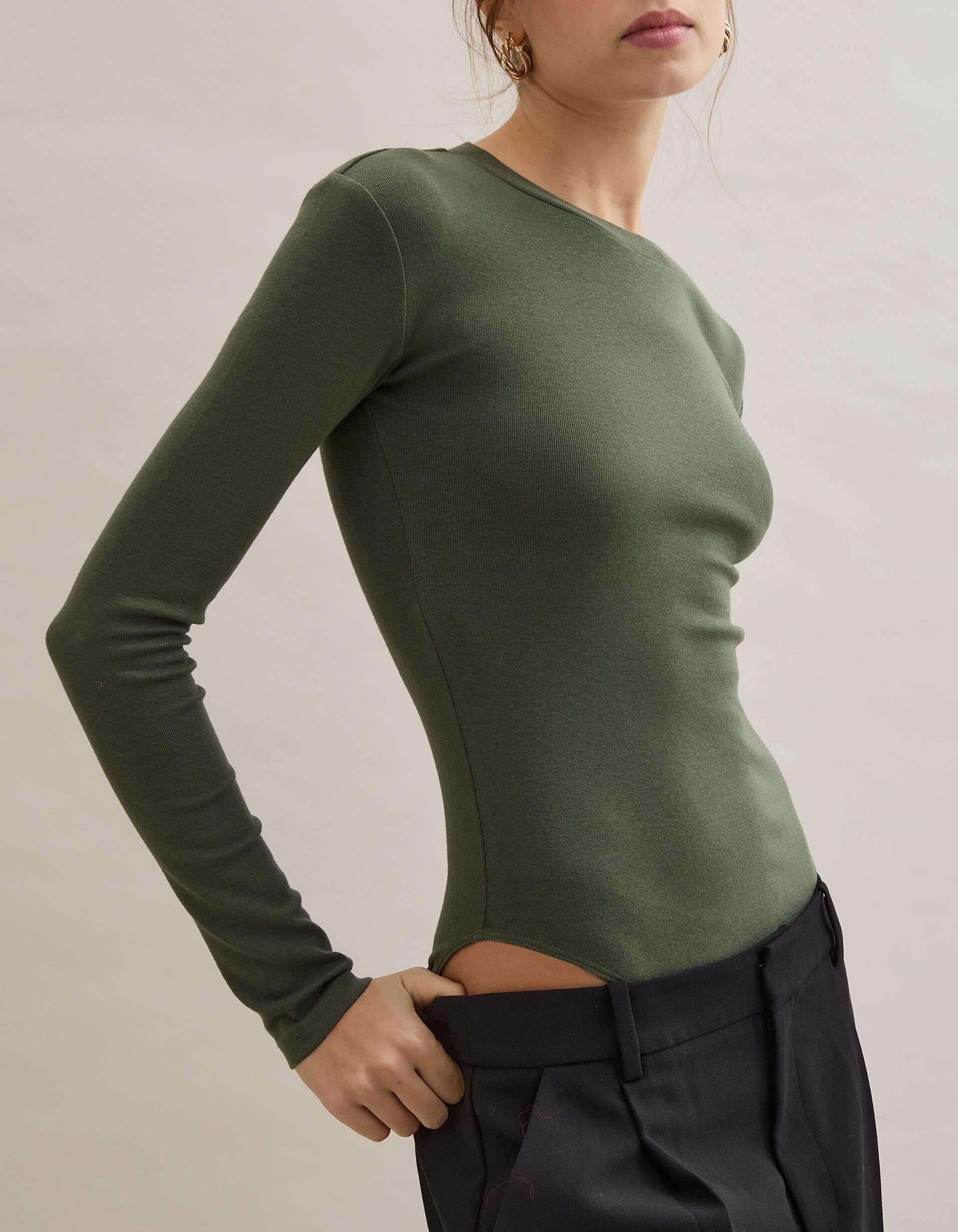 Comprar Online Body de Manga Comprida, Mulher, Verde Escuro